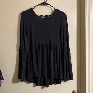 American Eagle Soft Blouse with Lace Sleeves